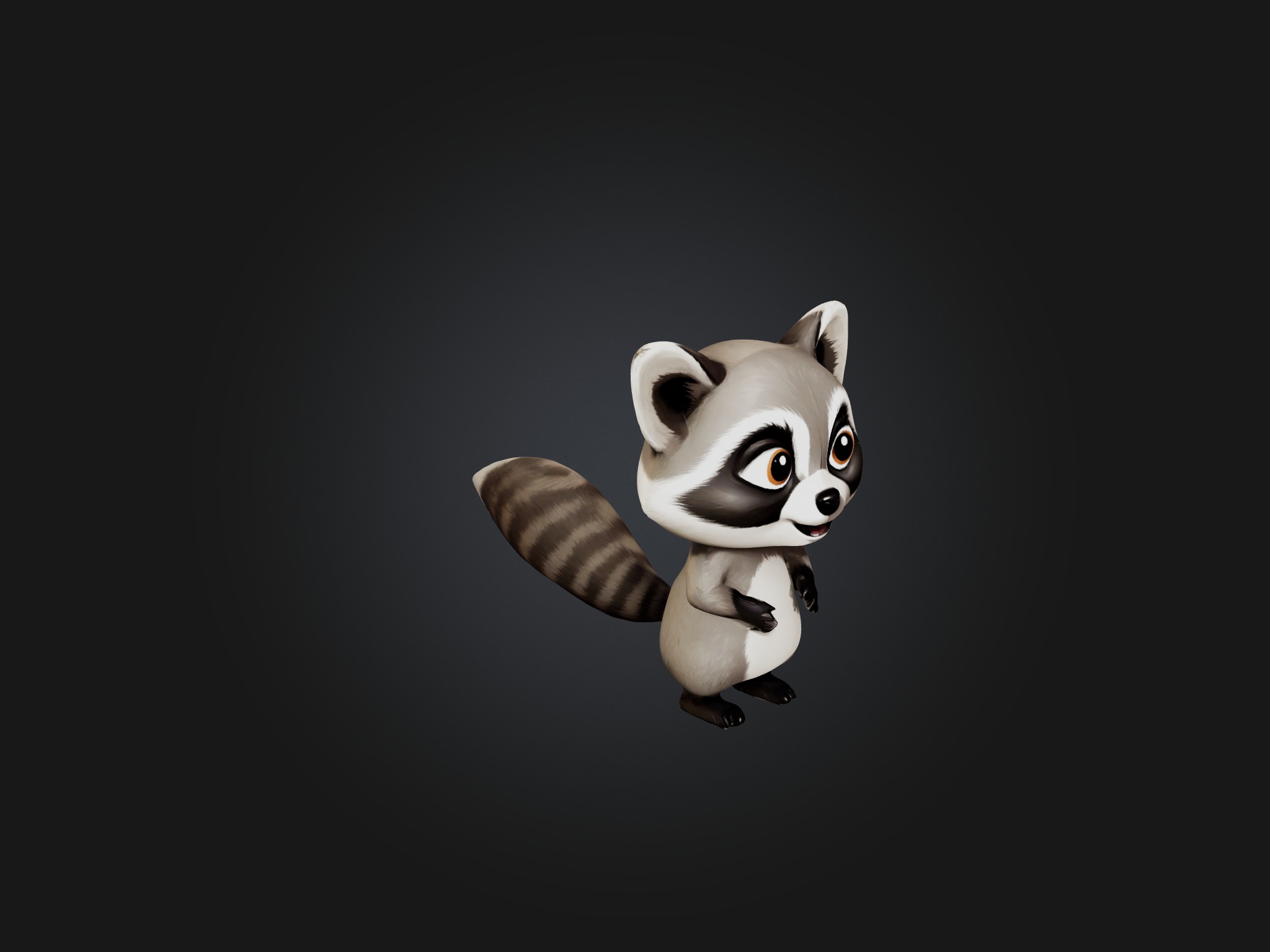 Cartoon Raccoon Low-poly 3D model_7