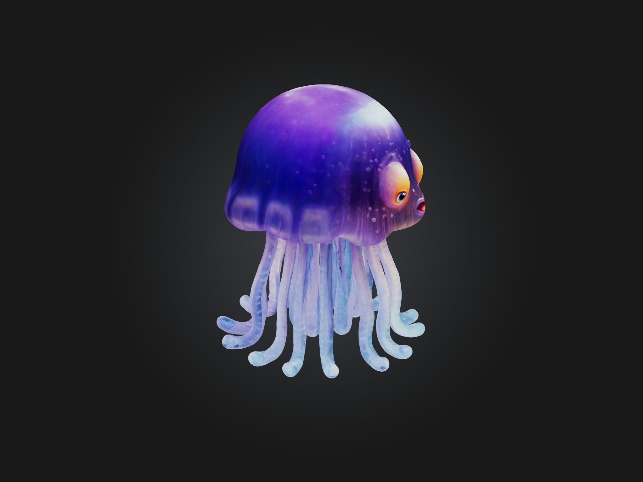 Cartoon Jellyfish Low-poly 3D model_8