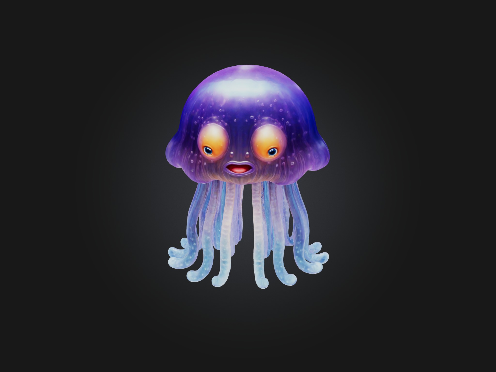 Cartoon Jellyfish Low-poly 3D model_5