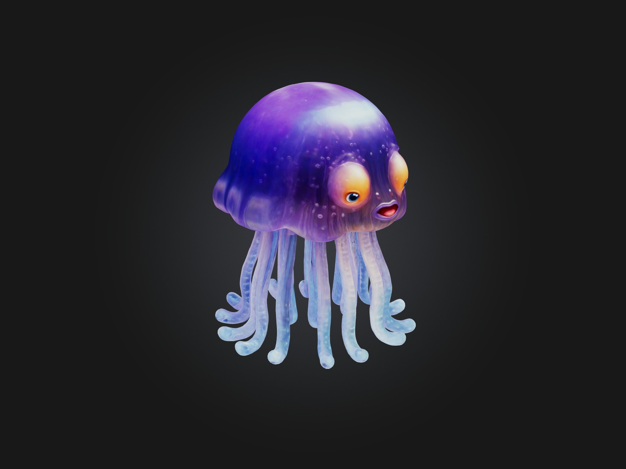 Cartoon Jellyfish Low-poly 3D model_7