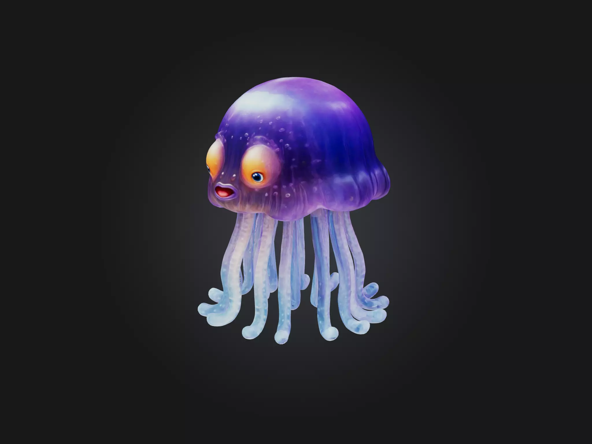 Cartoon Jellyfish Low-poly 3D model_0