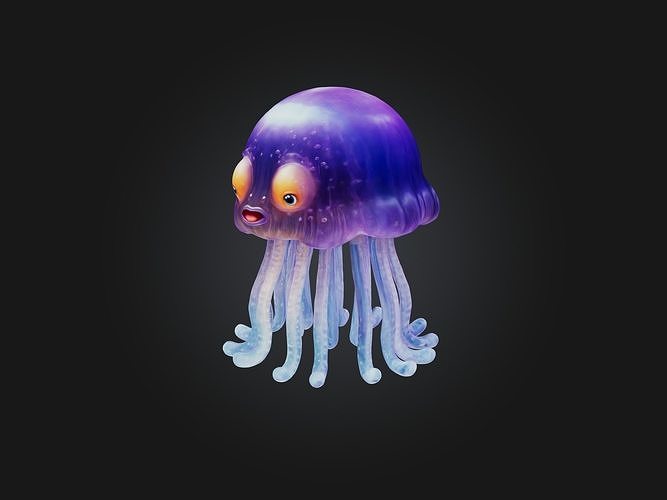 Cartoon Jellyfish Low-poly 3D model
