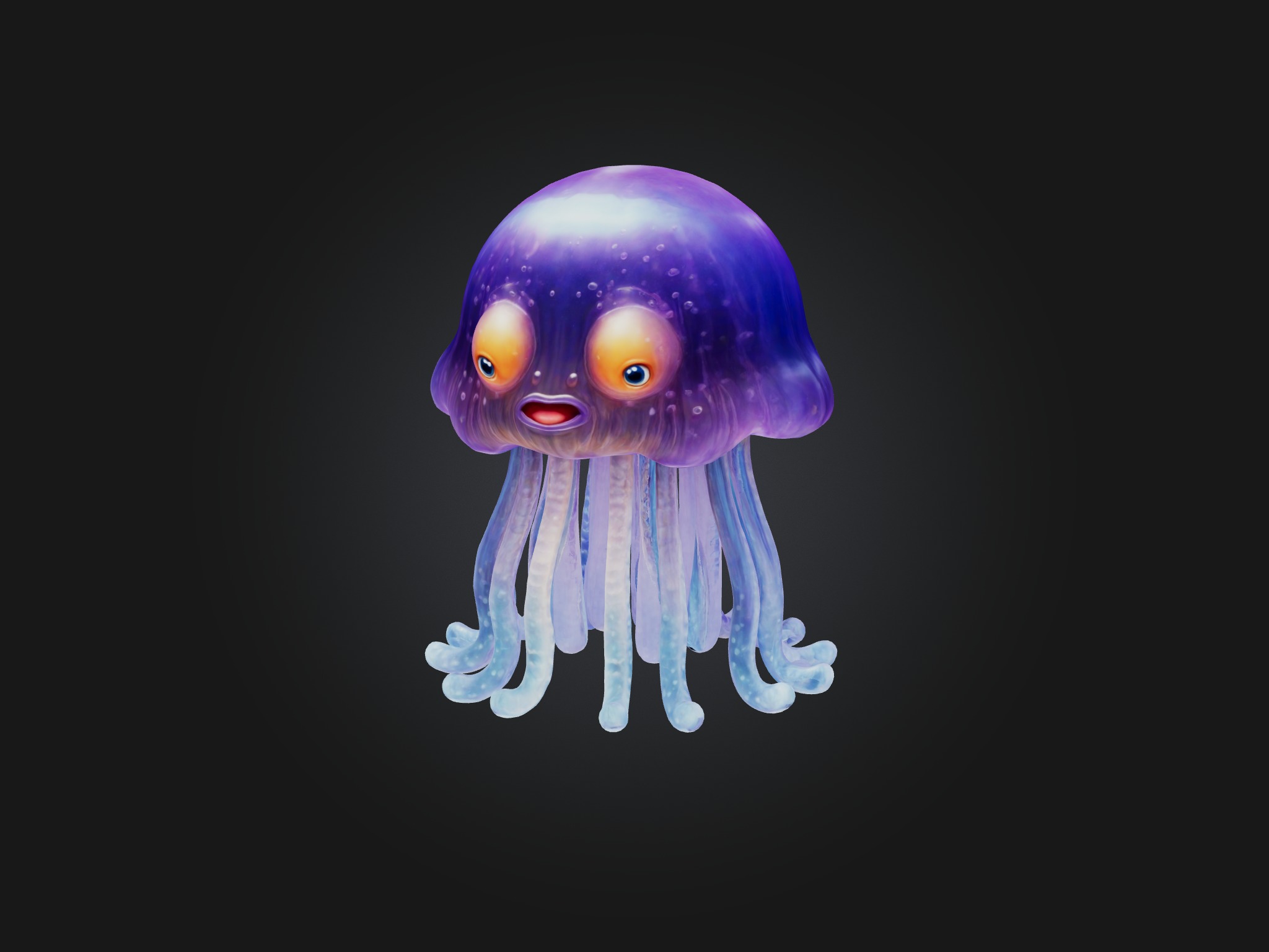 Cartoon Jellyfish Low-poly 3D model_3