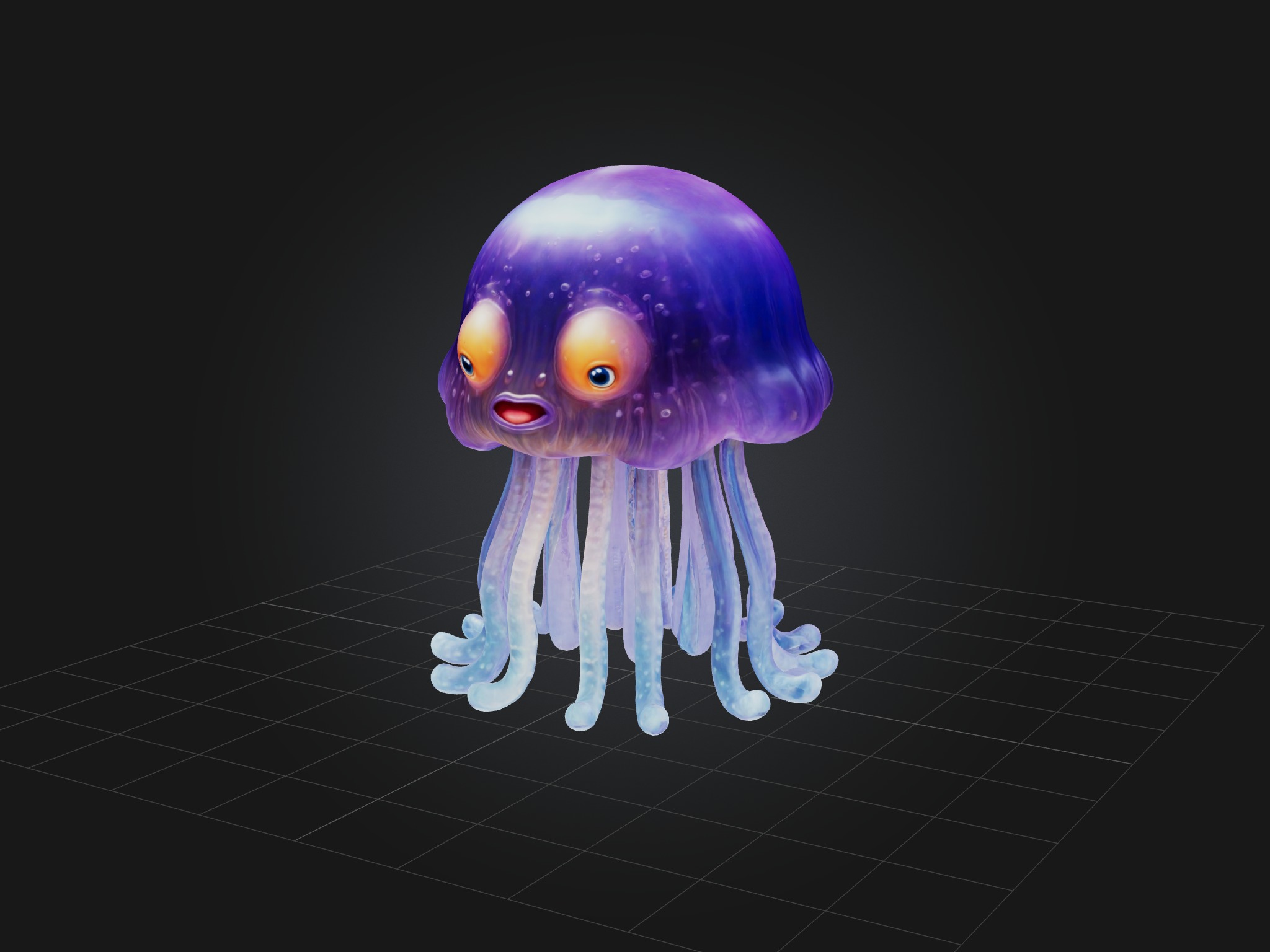 Cartoon Jellyfish Low-poly 3D model_1