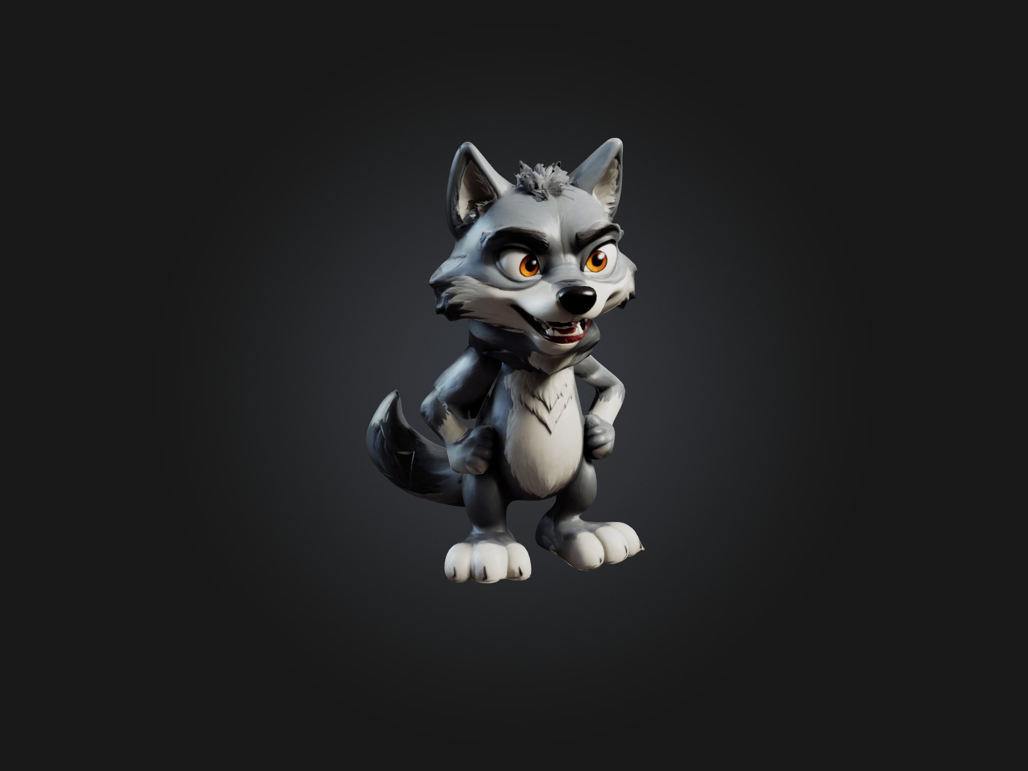 Cartoon Wolf Low-poly 3D model_6