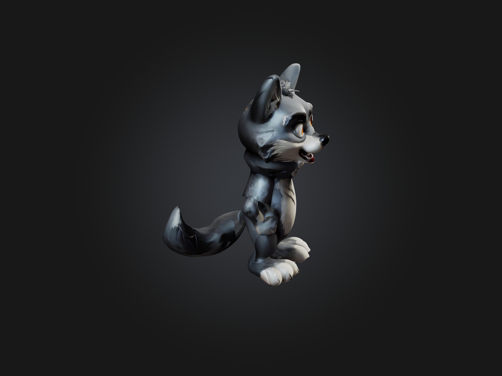 Cartoon Wolf Low-poly 3D model_8