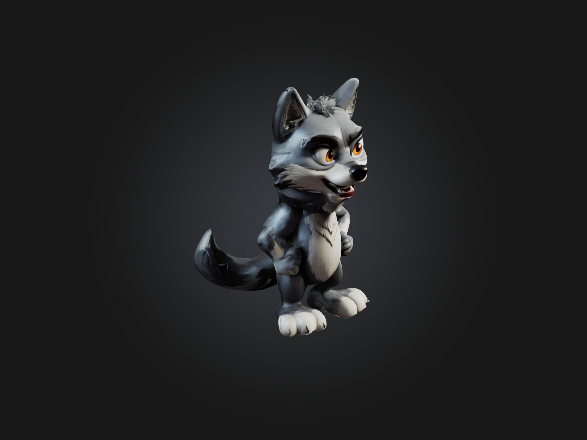 Cartoon Wolf Low-poly 3D model_7
