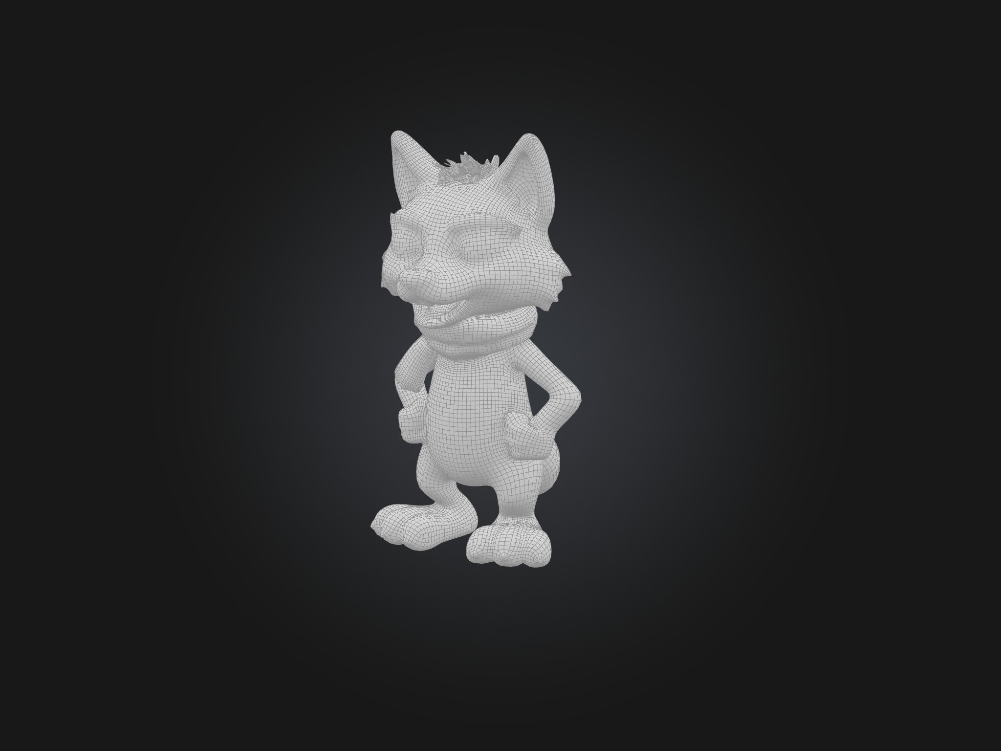 Cartoon Wolf Low-poly 3D model_2