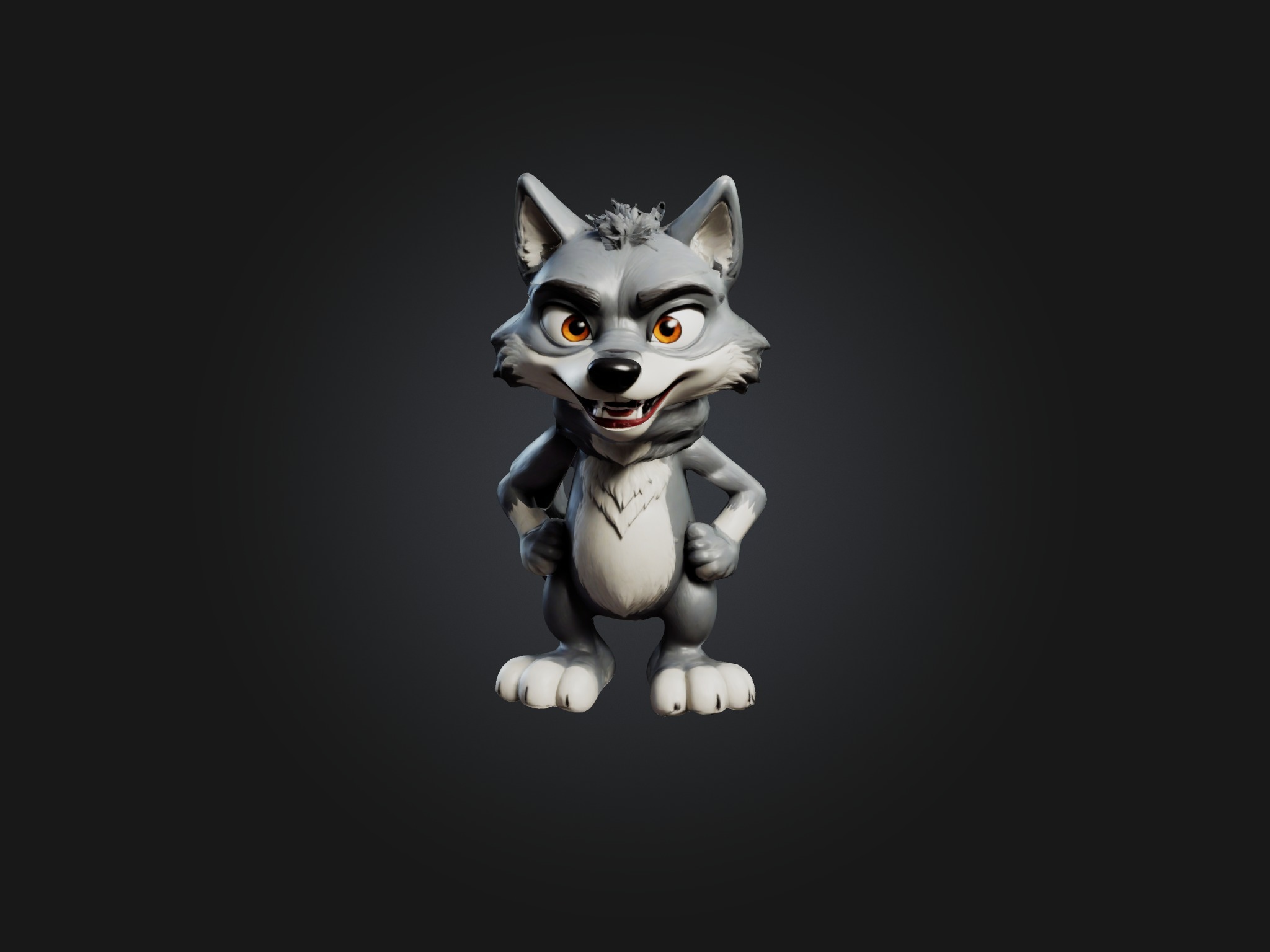 Cartoon Wolf Low-poly 3D model_5