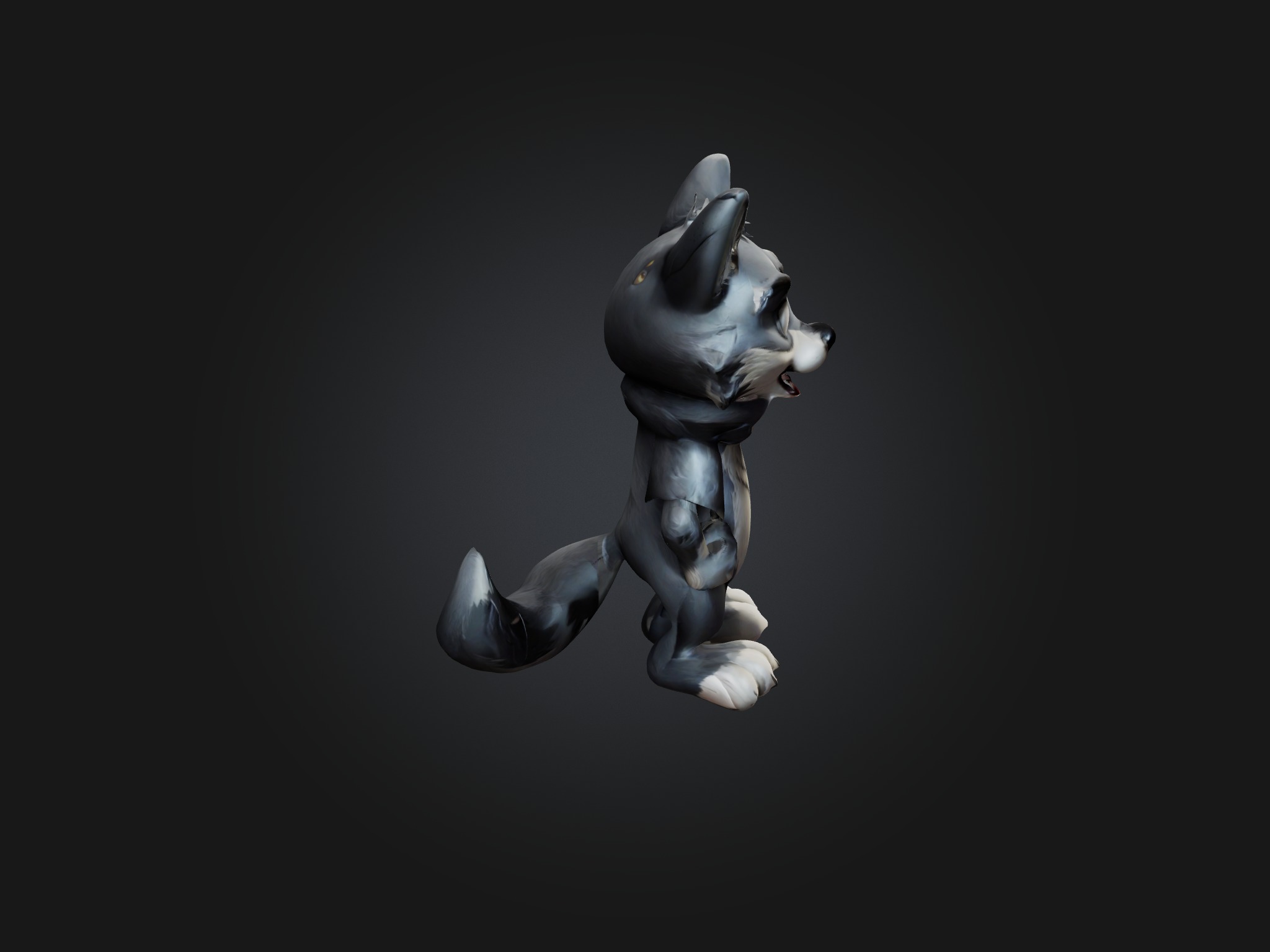 Cartoon Wolf Low-poly 3D model_4