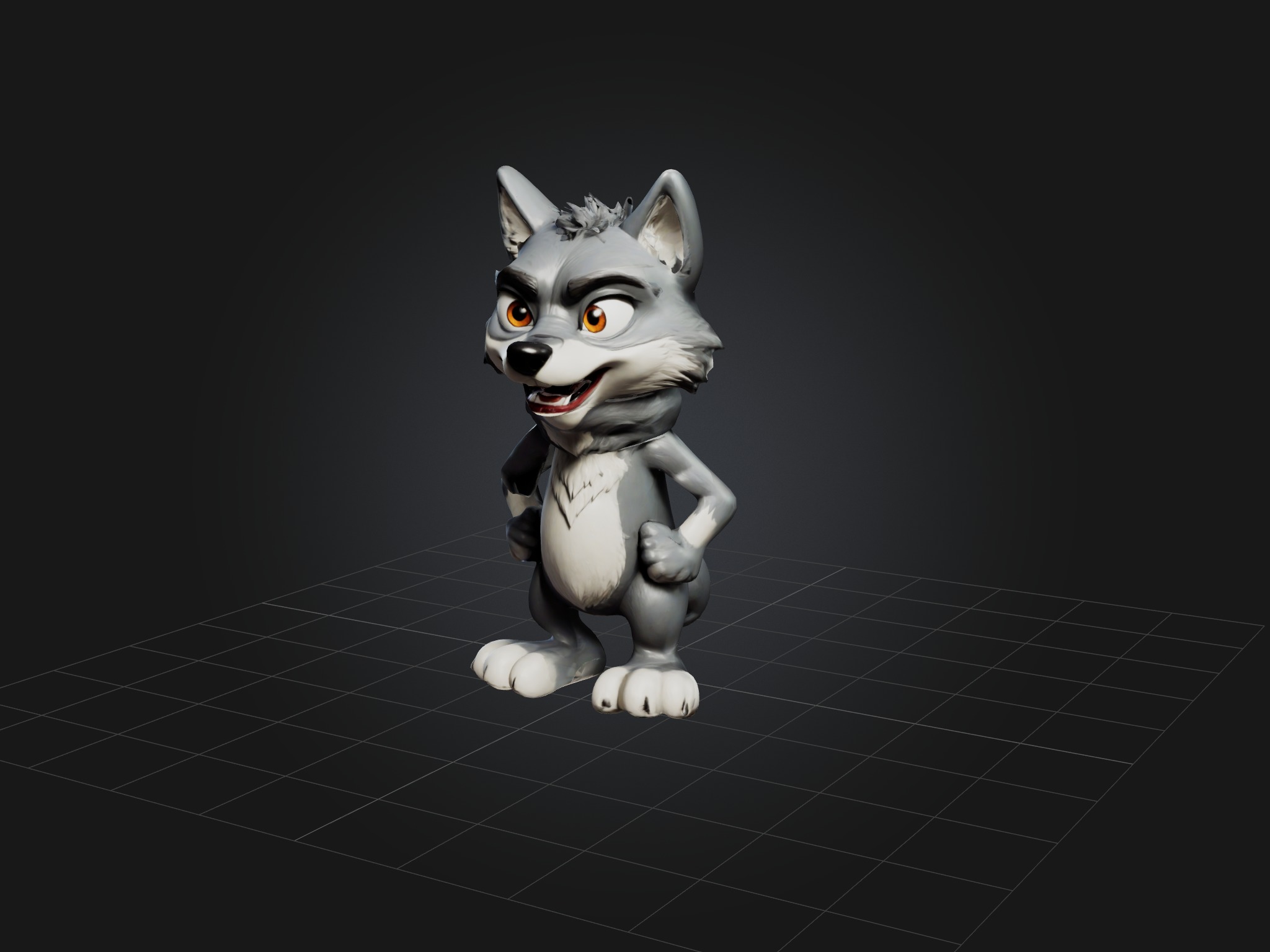 Cartoon Wolf Low-poly 3D model_1