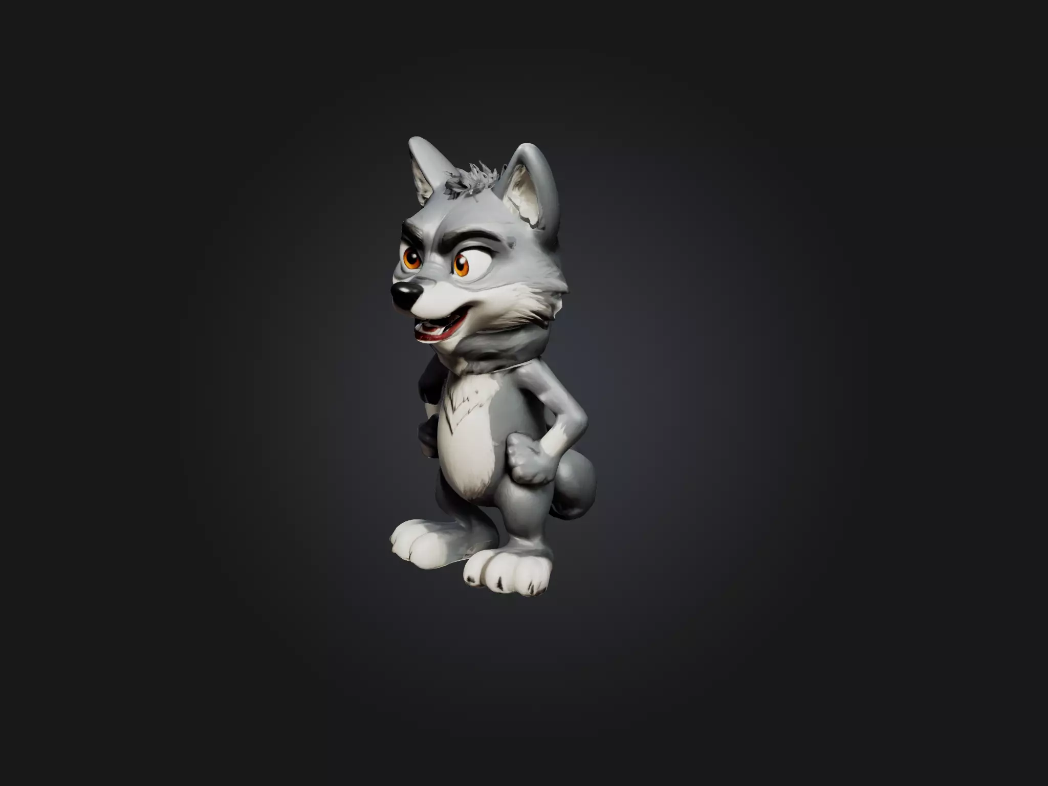 Cartoon Wolf Low-poly 3D model_0