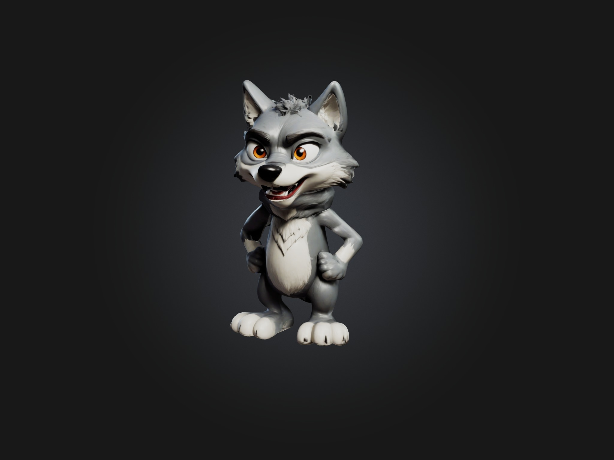 Cartoon Wolf Low-poly 3D model_3