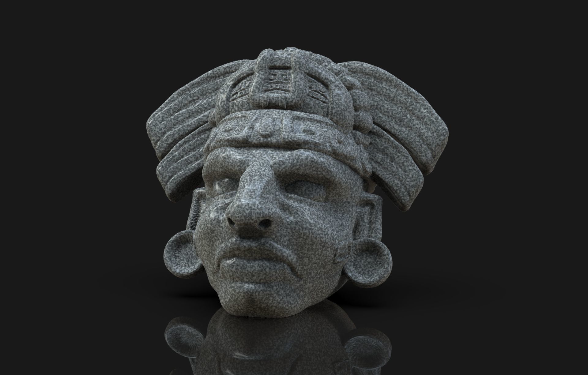 Mayan Head Sculpture 3D print model_1