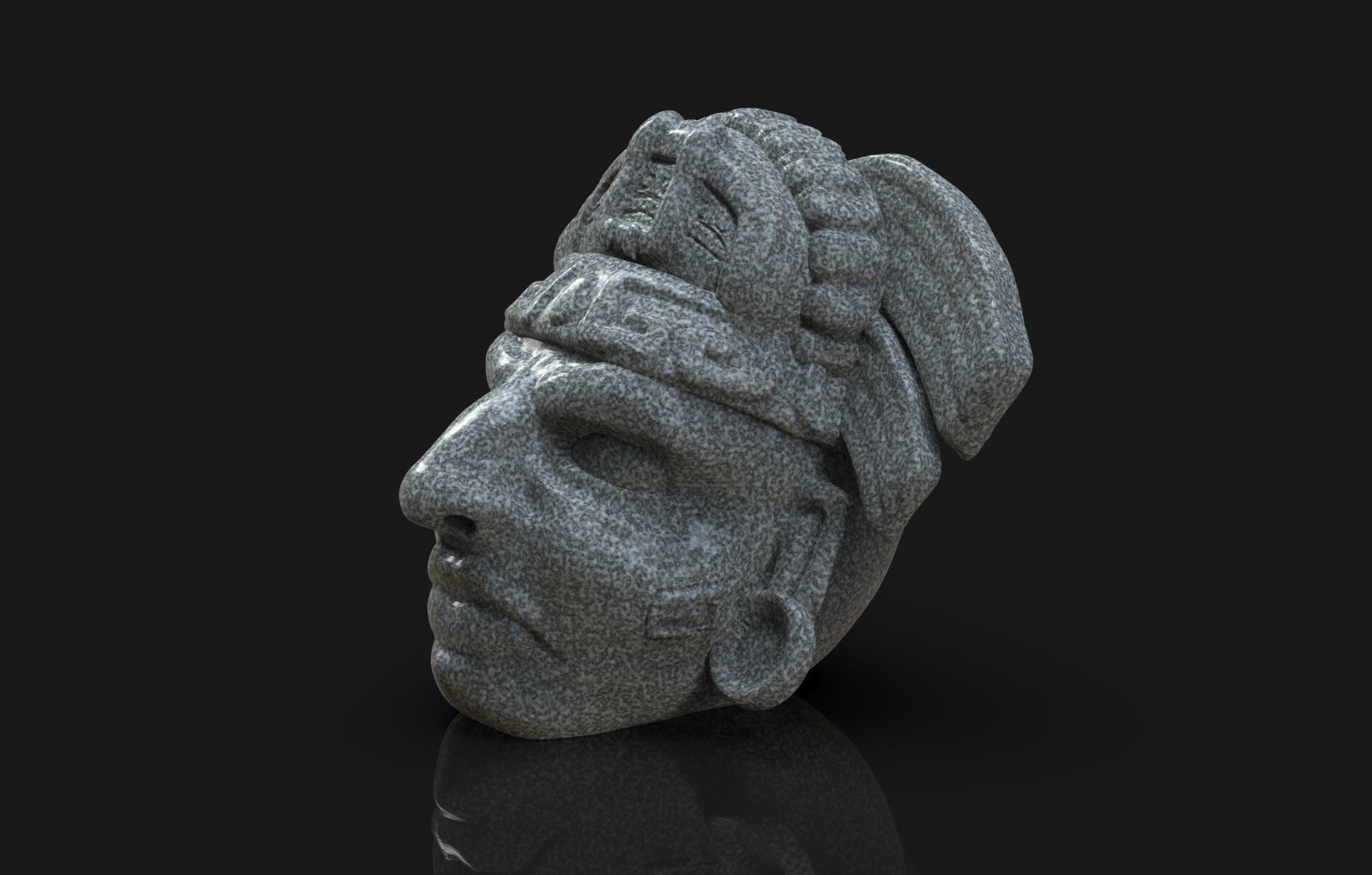 Mayan Head Sculpture 3D print model_4