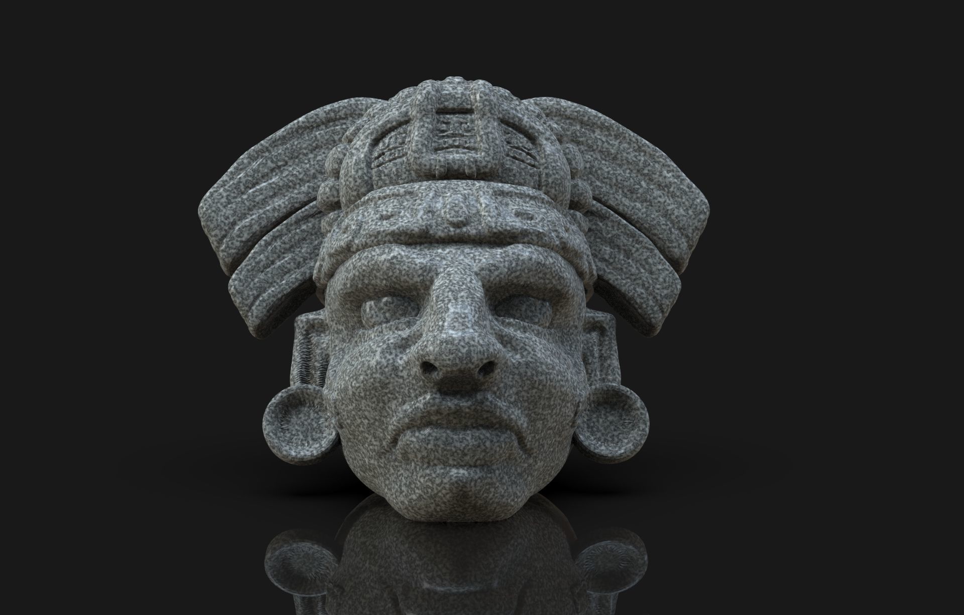 Mayan Head Sculpture 3D print model_2