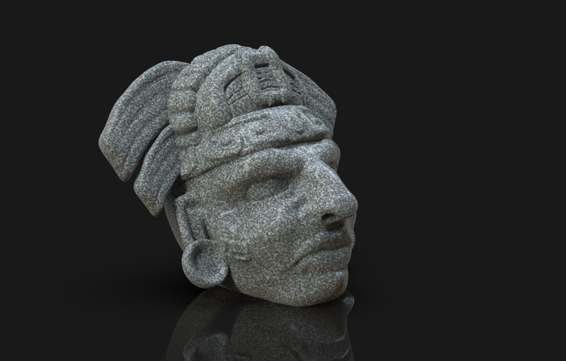 Mayan Head Sculpture 3D print model_3