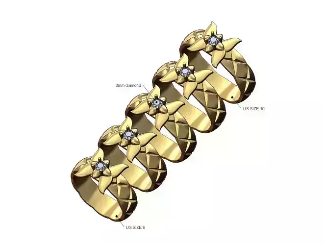 Diamond butterfly cross stitch engraving band US sizes 6to10