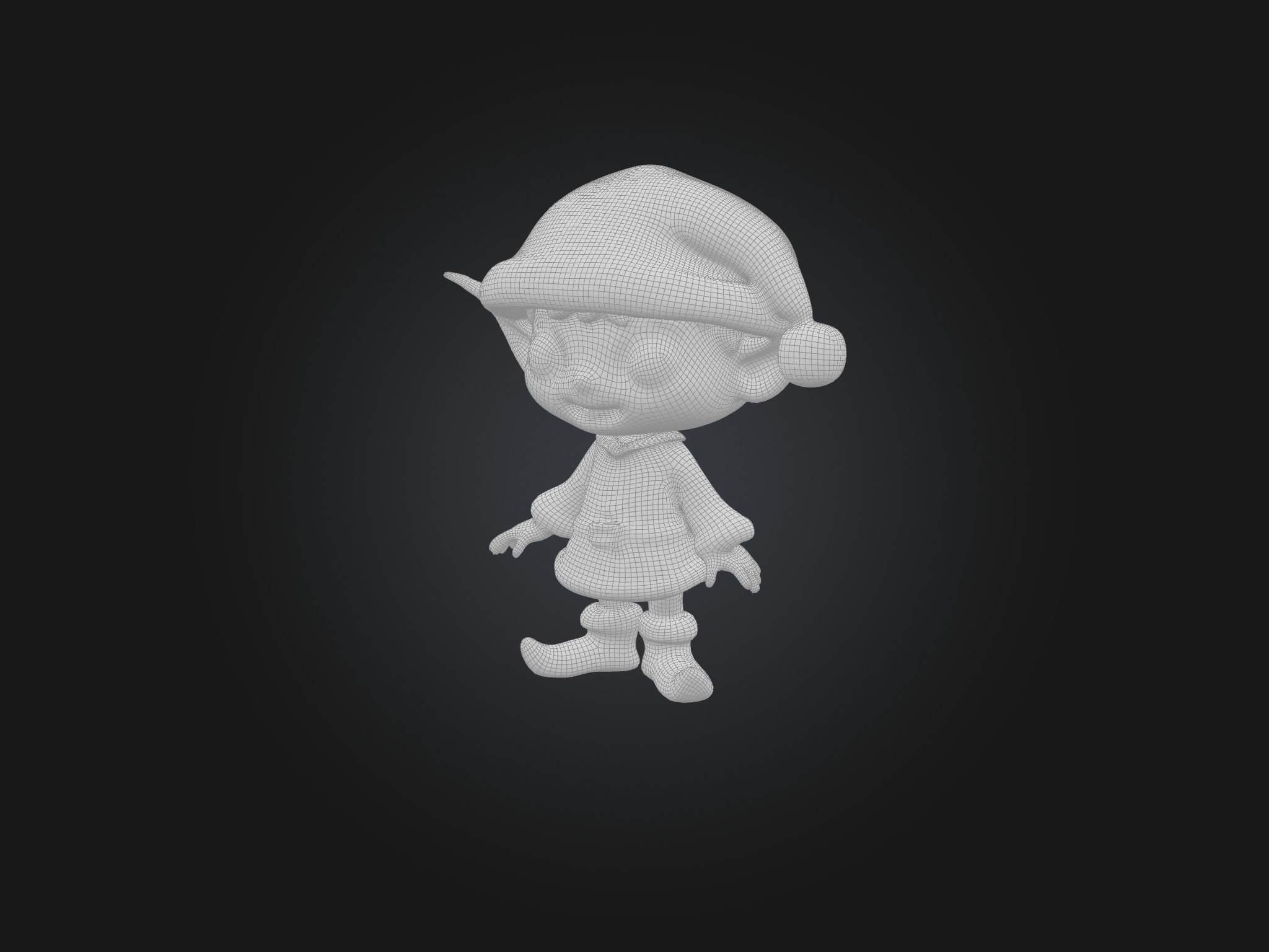 Cartoon Elf Low-poly 3D model_2