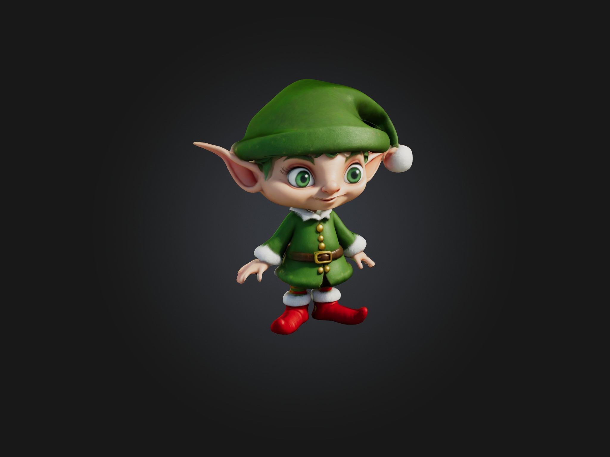 Cartoon Elf Low-poly 3D model_6