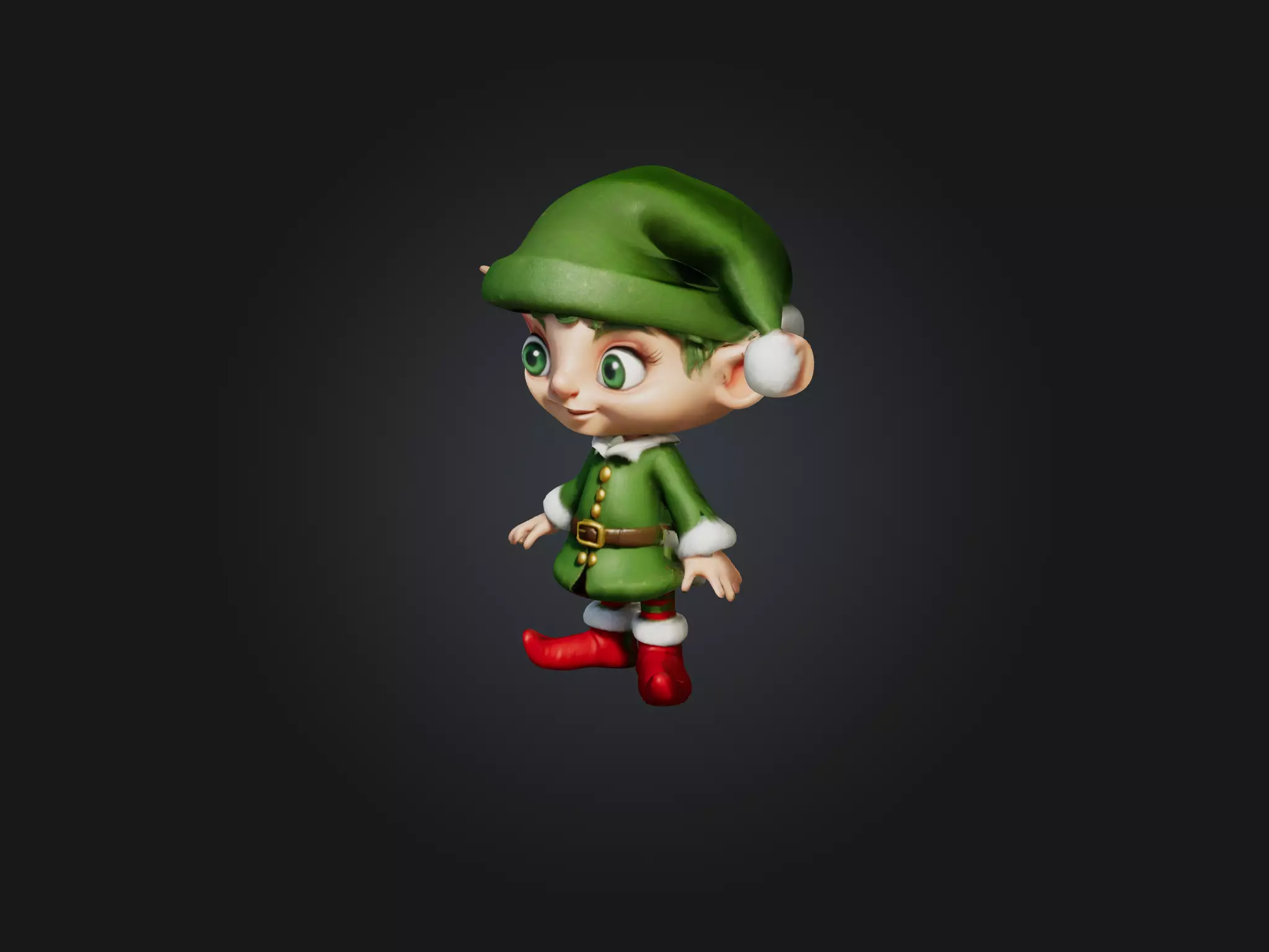 Cartoon Elf Low-poly 3D model_0
