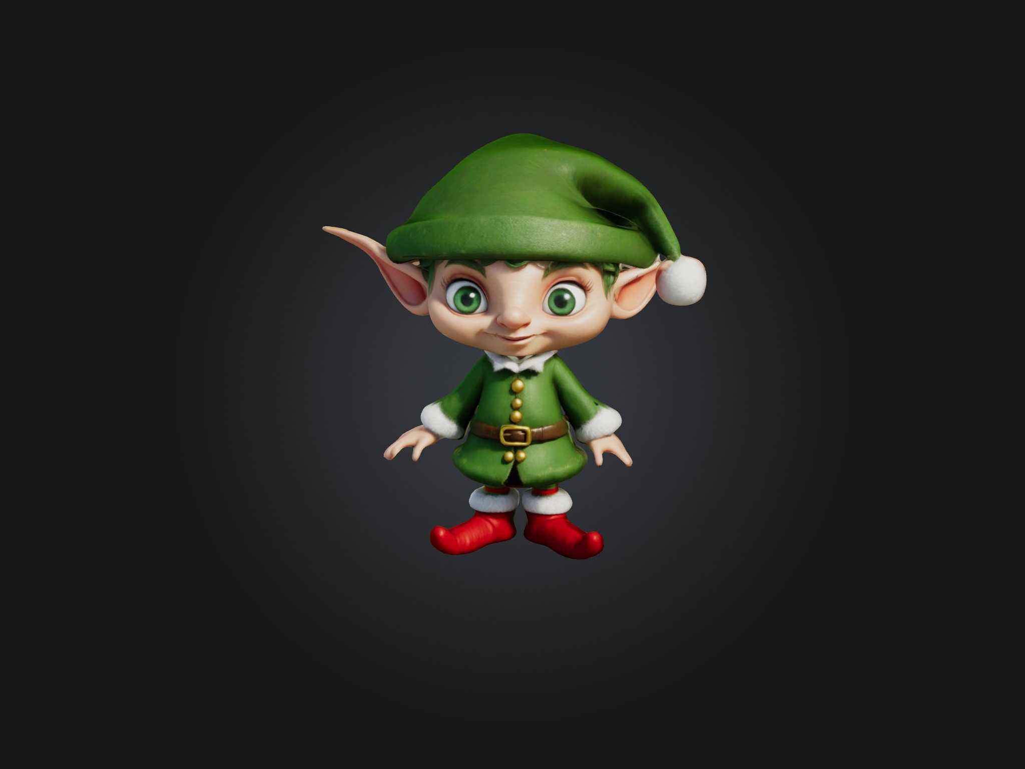 Cartoon Elf Low-poly 3D model_5