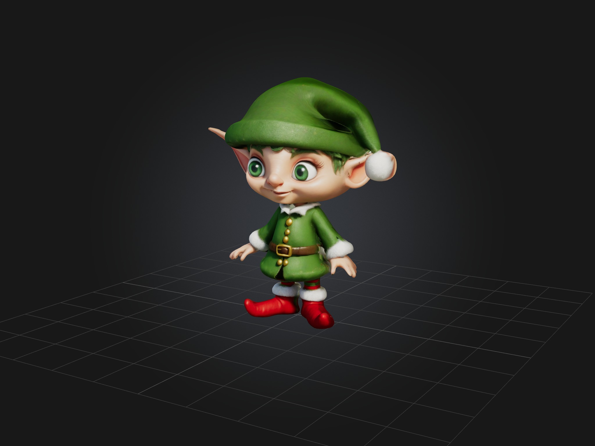 Cartoon Elf Low-poly 3D model_1