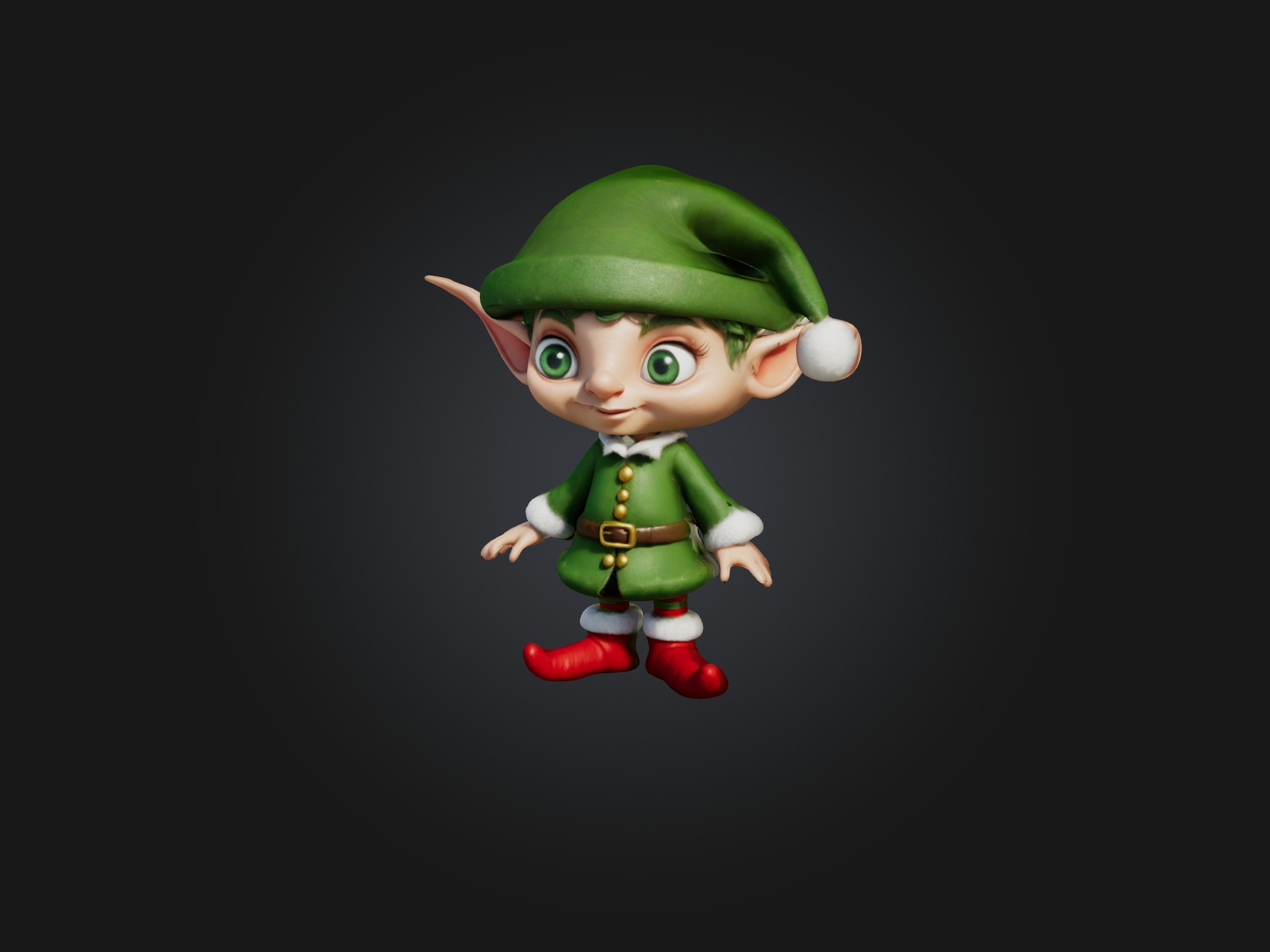 Cartoon Elf Low-poly 3D model_3