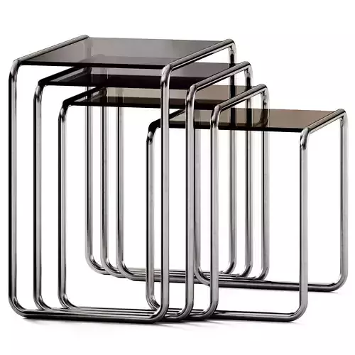 Thonet Set B 9 Steel and Glass Side Table