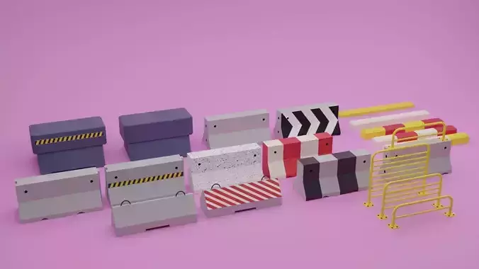 Low-Poly Barrier Pack Low-poly 3D model