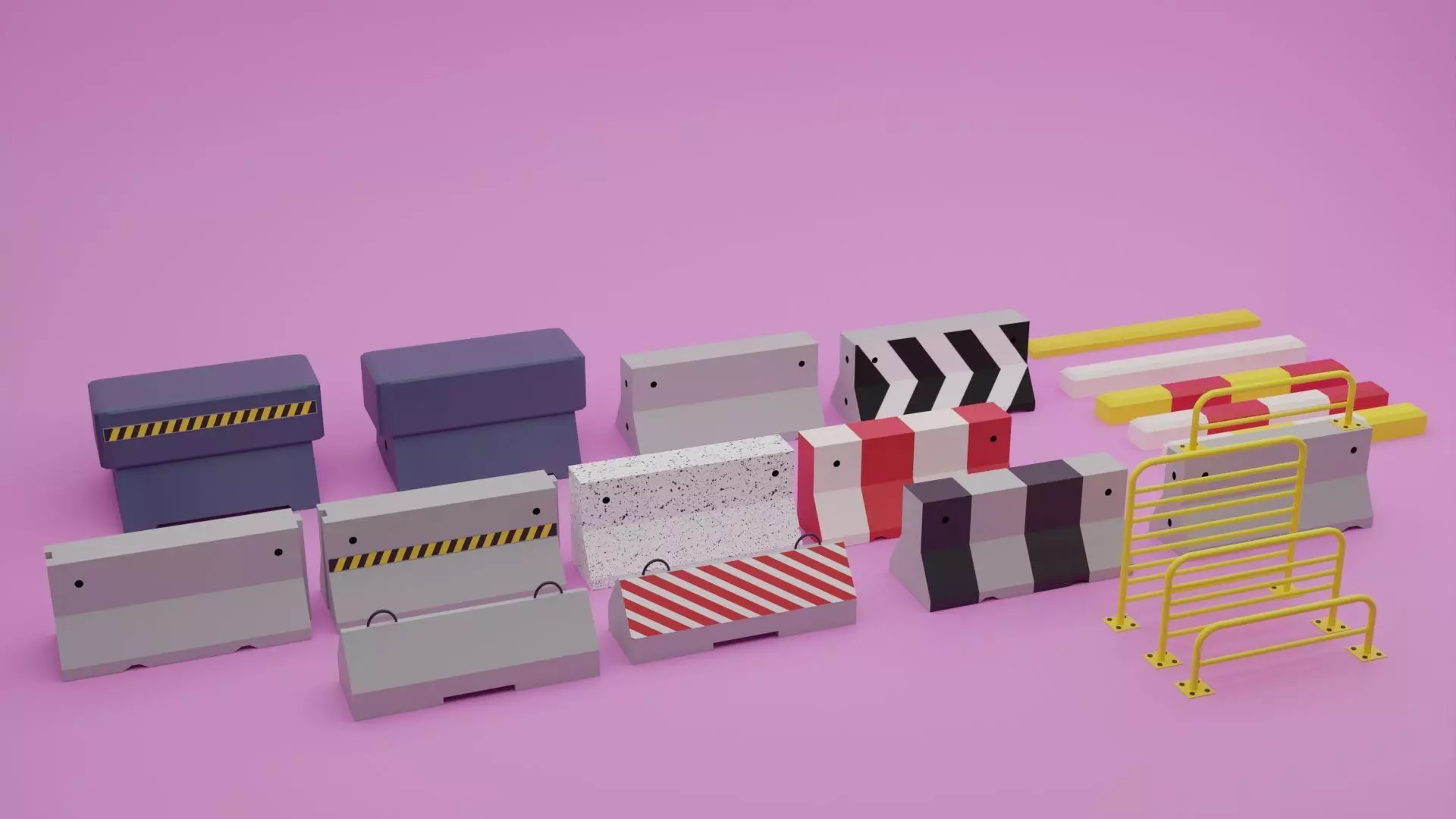 Low-Poly Barrier Pack Low-poly 3D model_0