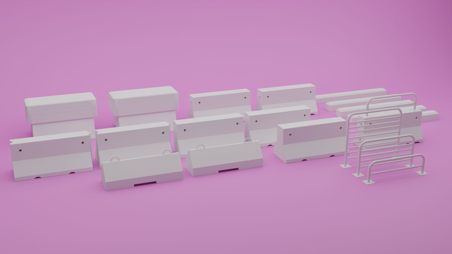 Low-Poly Barrier Pack Low-poly 3D model_6