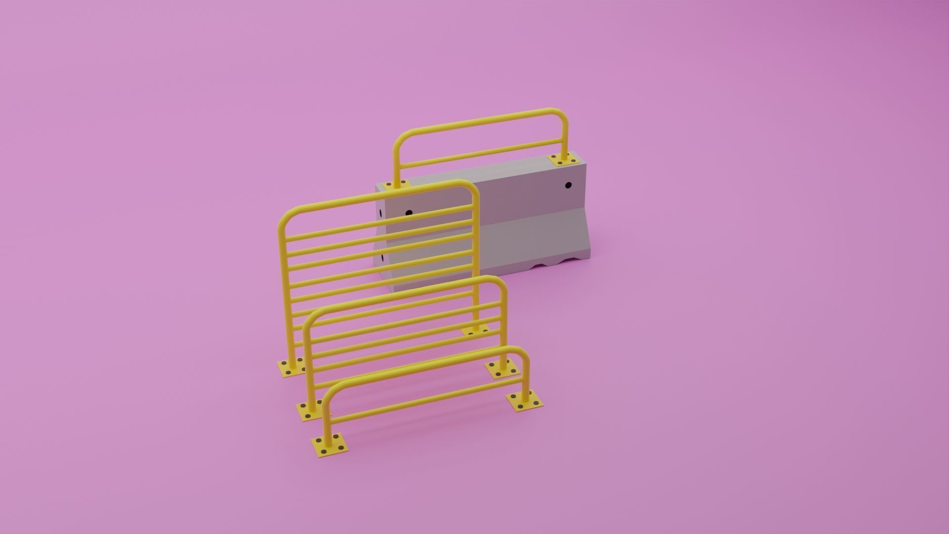 Low-Poly Barrier Pack Low-poly 3D model_5