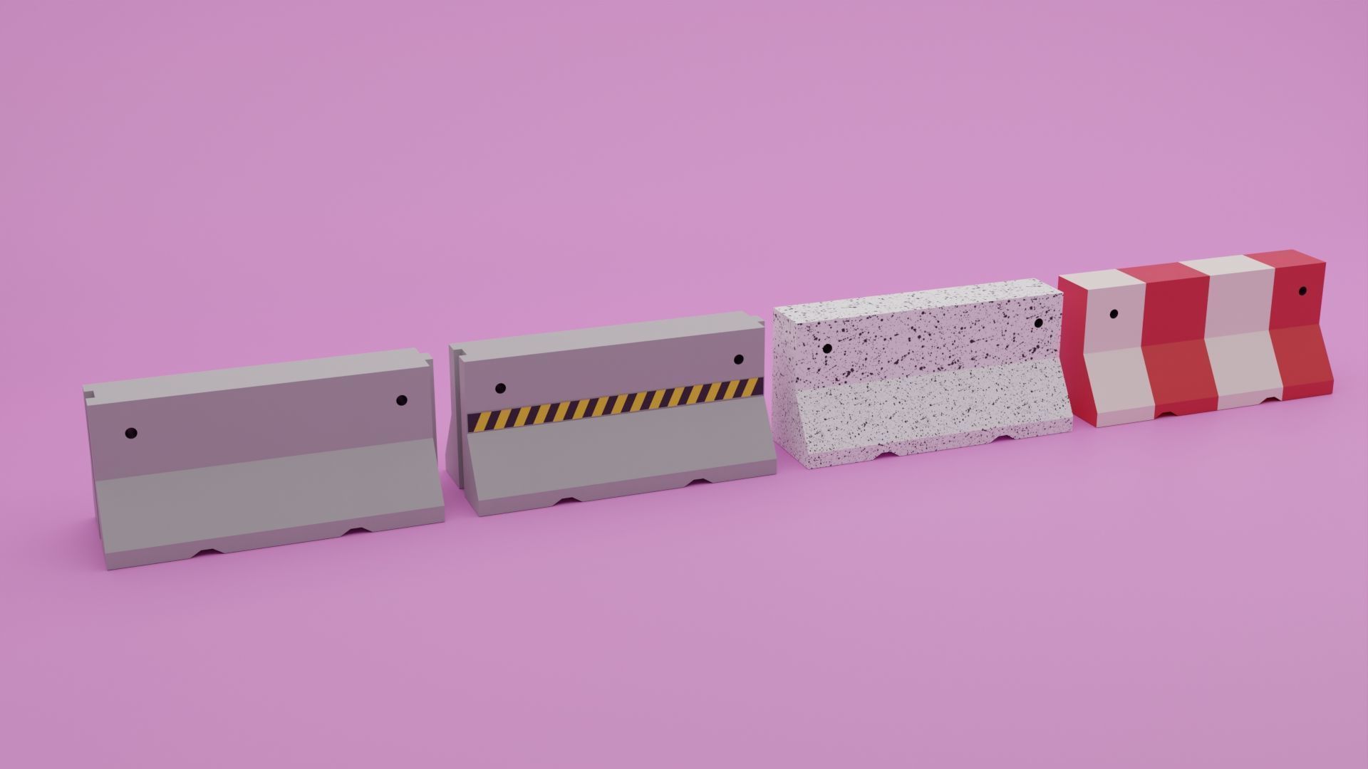 Low-Poly Barrier Pack Low-poly 3D model_1