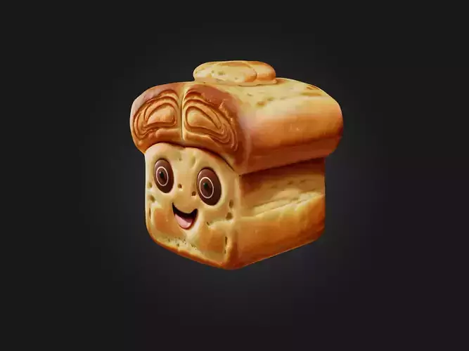 Cartoon Bread Low-poly 3D model