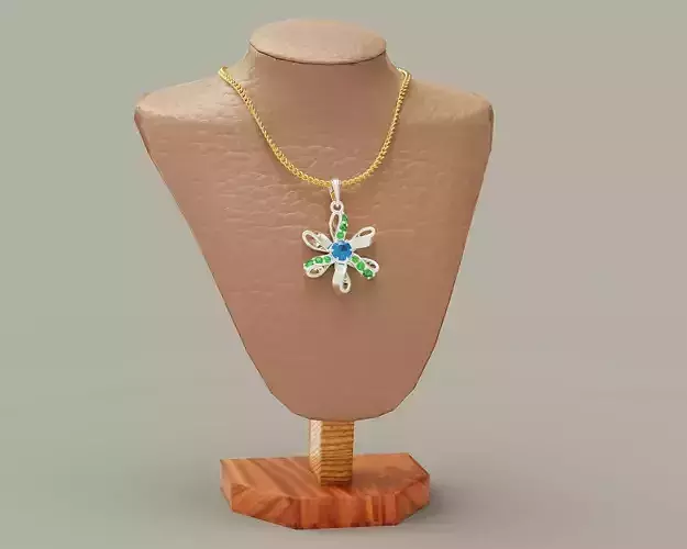 diamond set twisted flower pendant