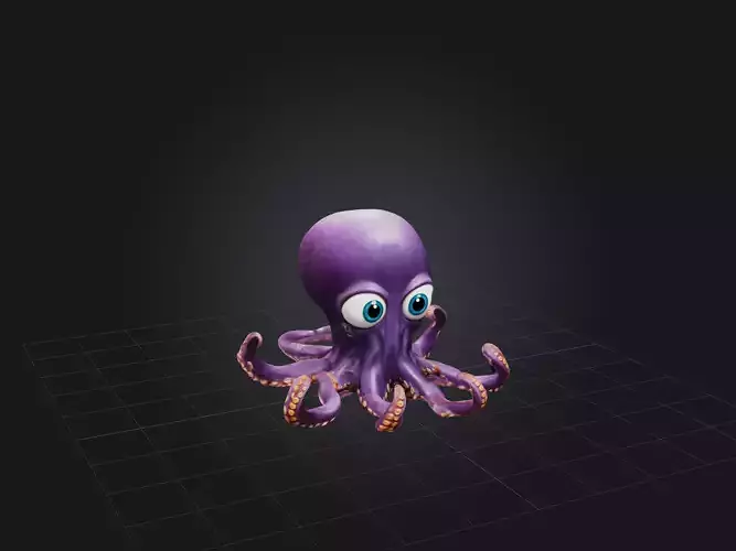 Cartoon Octopus Low-poly 3D model