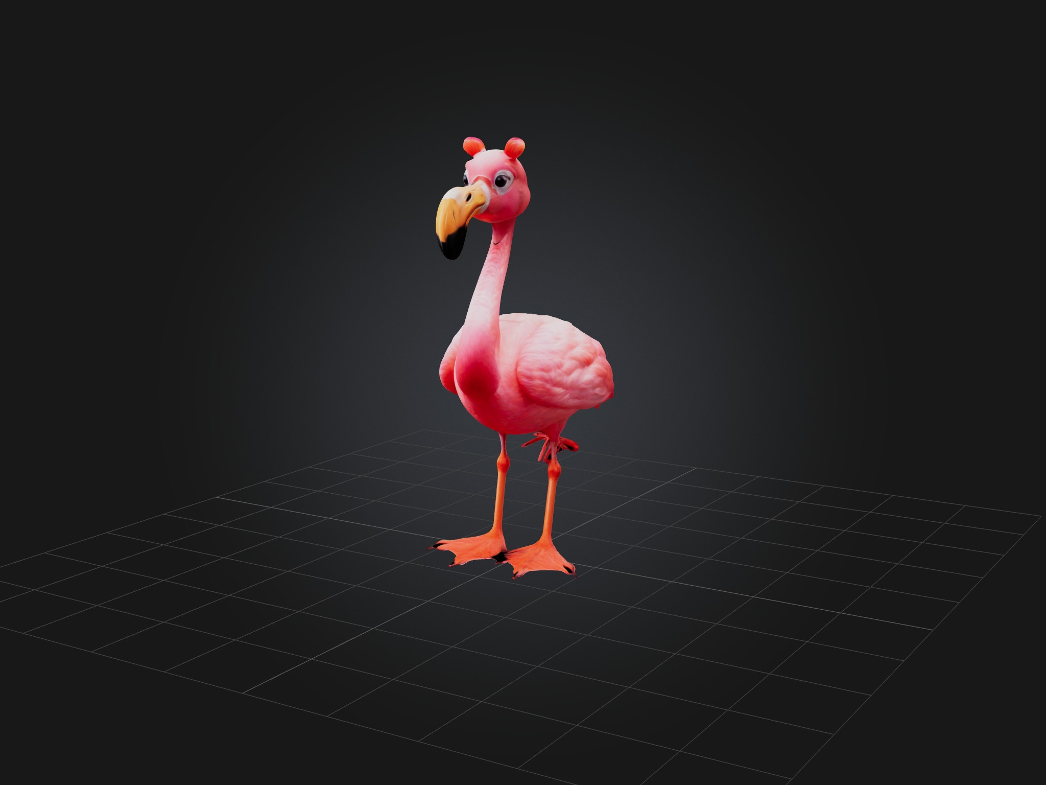 Cartoon Flamingo Low-poly 3D model_1
