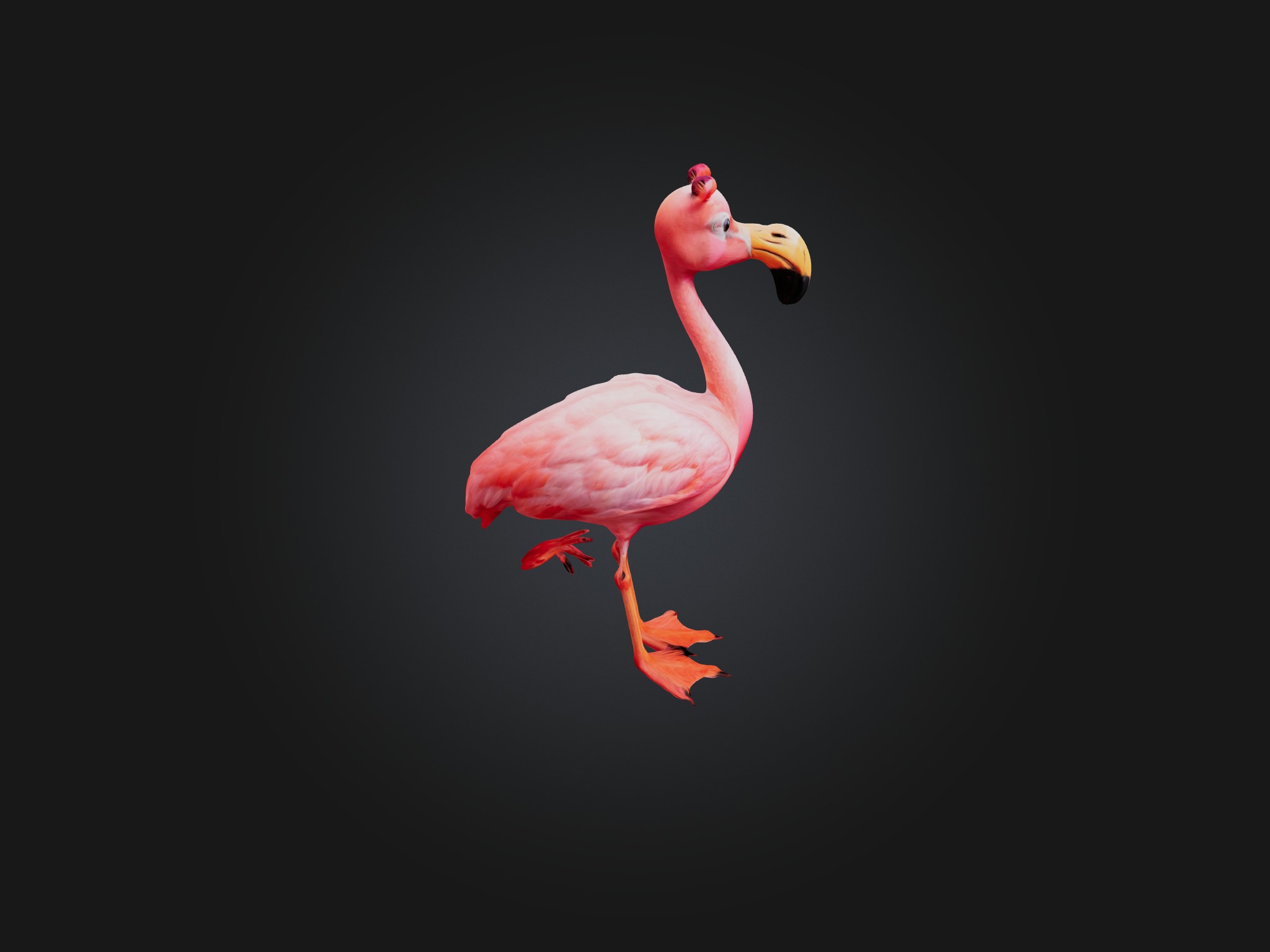 Cartoon Flamingo Low-poly 3D model_4