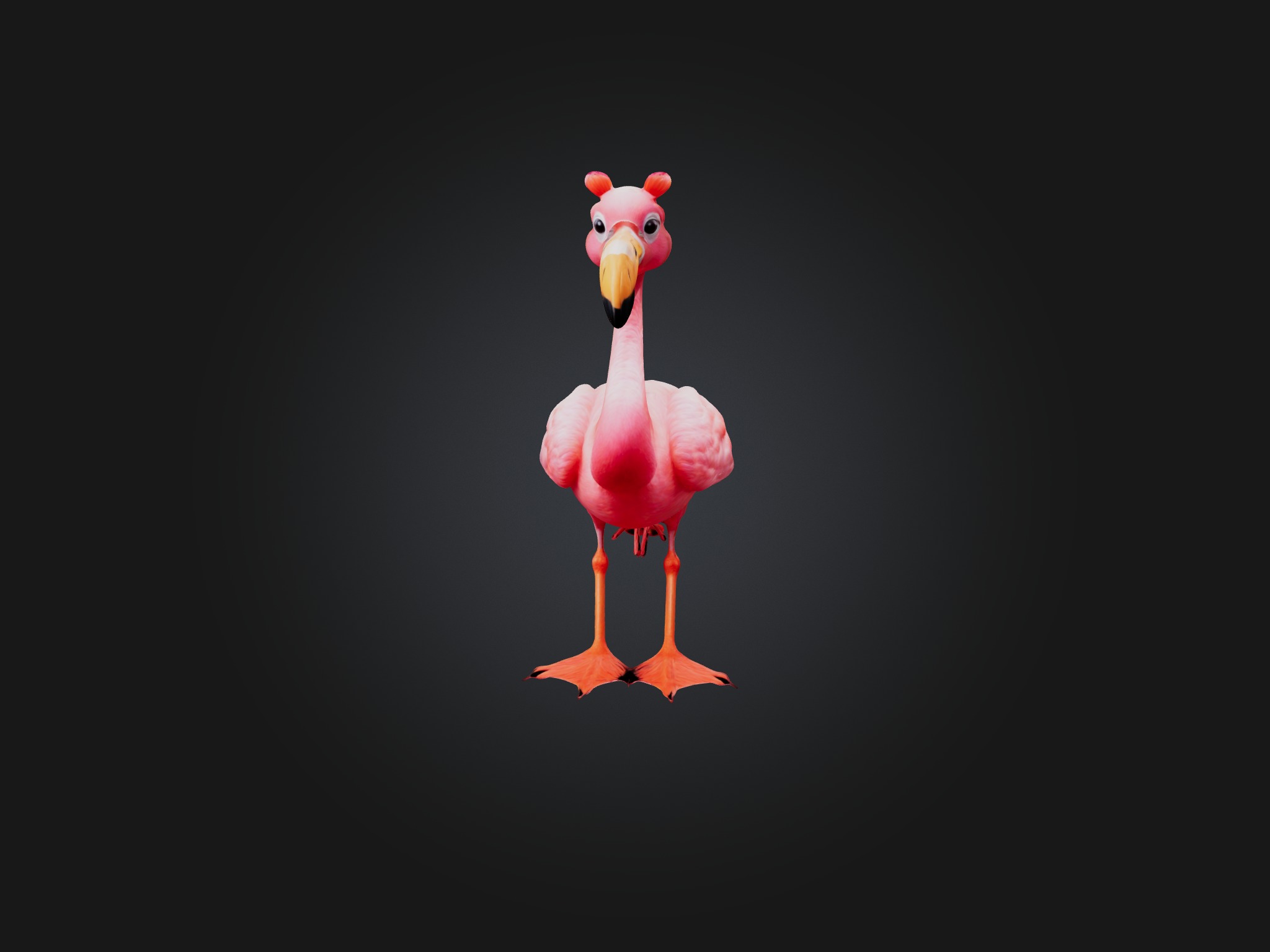 Cartoon Flamingo Low-poly 3D model_5