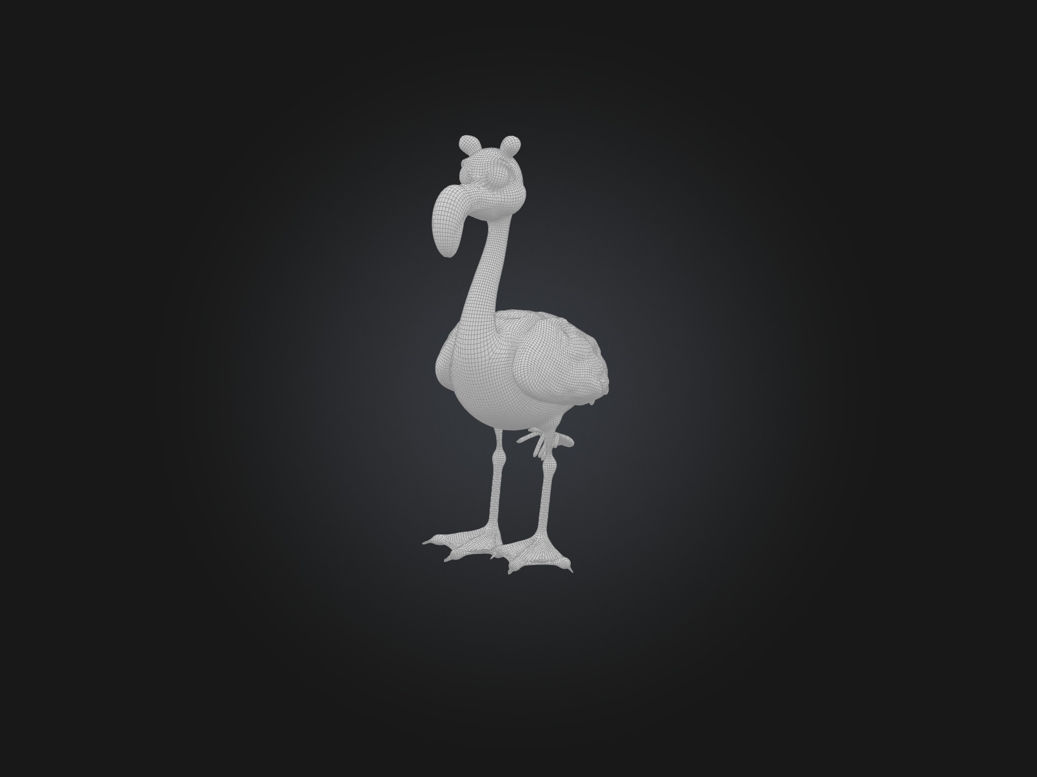 Cartoon Flamingo Low-poly 3D model_2