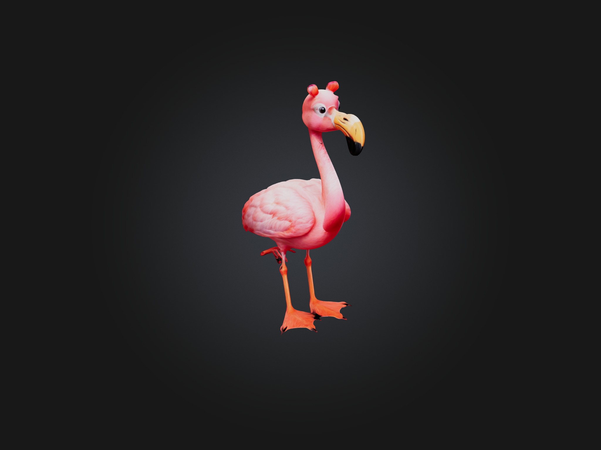 Cartoon Flamingo Low-poly 3D model_7