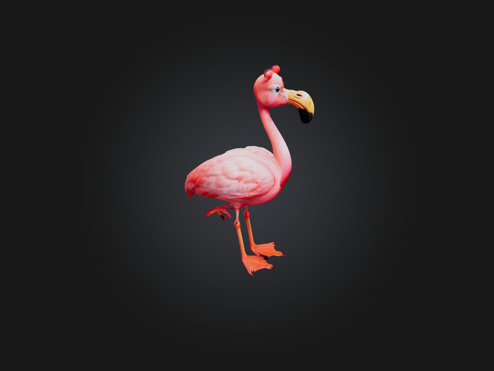 Cartoon Flamingo Low-poly 3D model_8