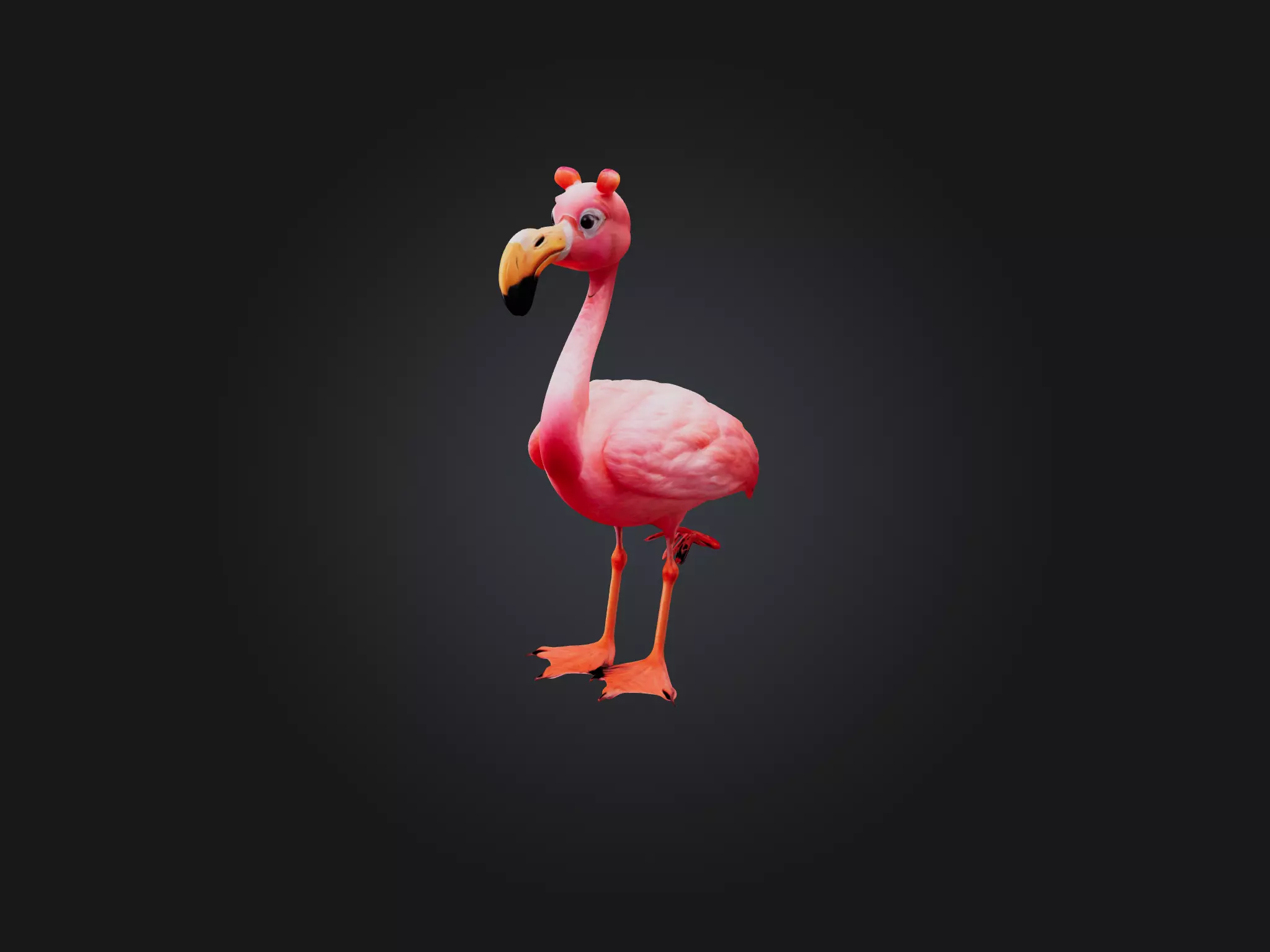 Cartoon Flamingo Low-poly 3D model_0