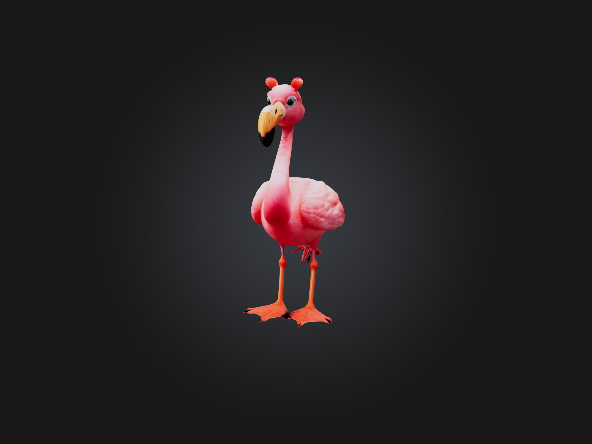 Cartoon Flamingo Low-poly 3D model_3