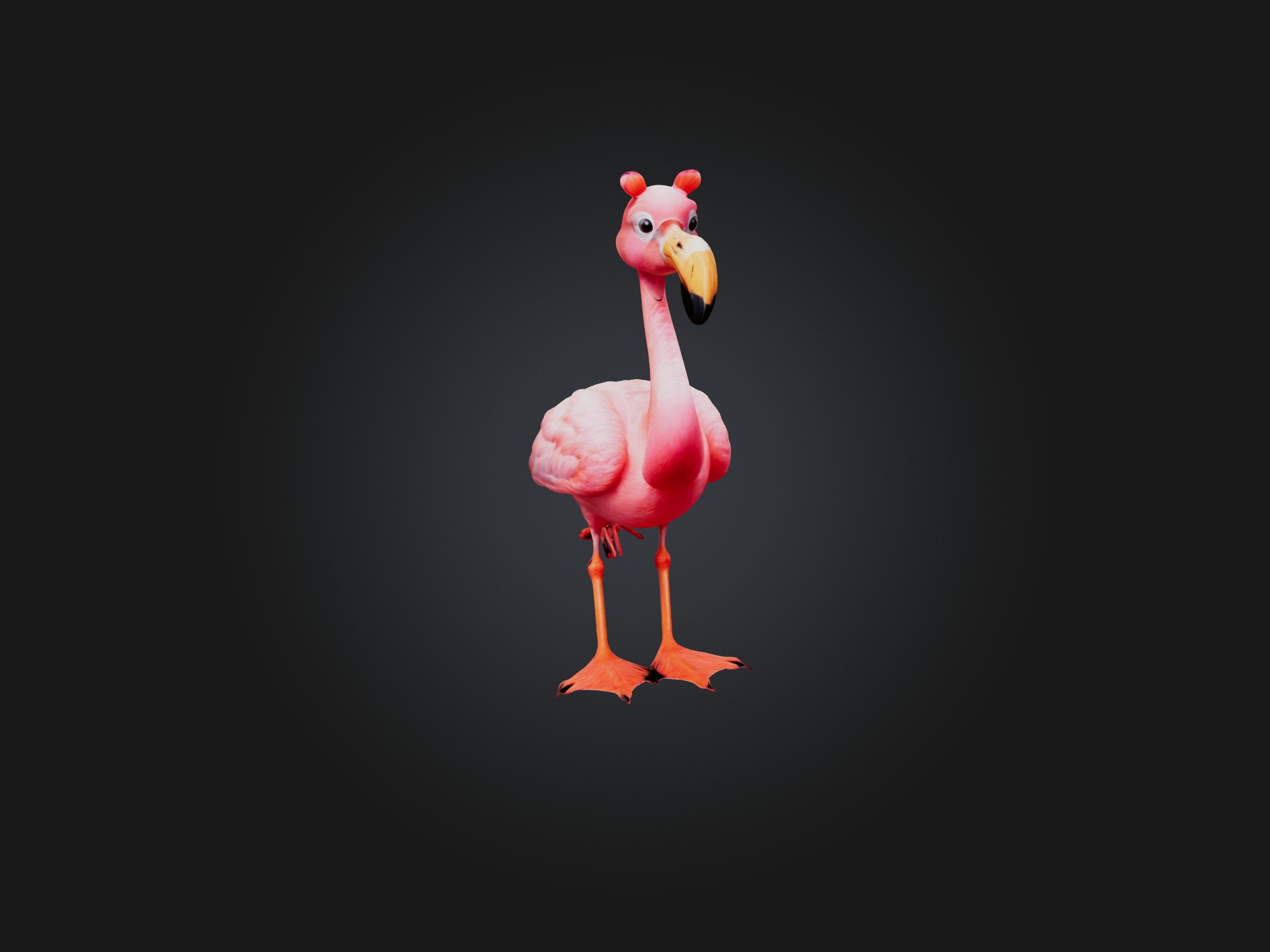 Cartoon Flamingo Low-poly 3D model_6