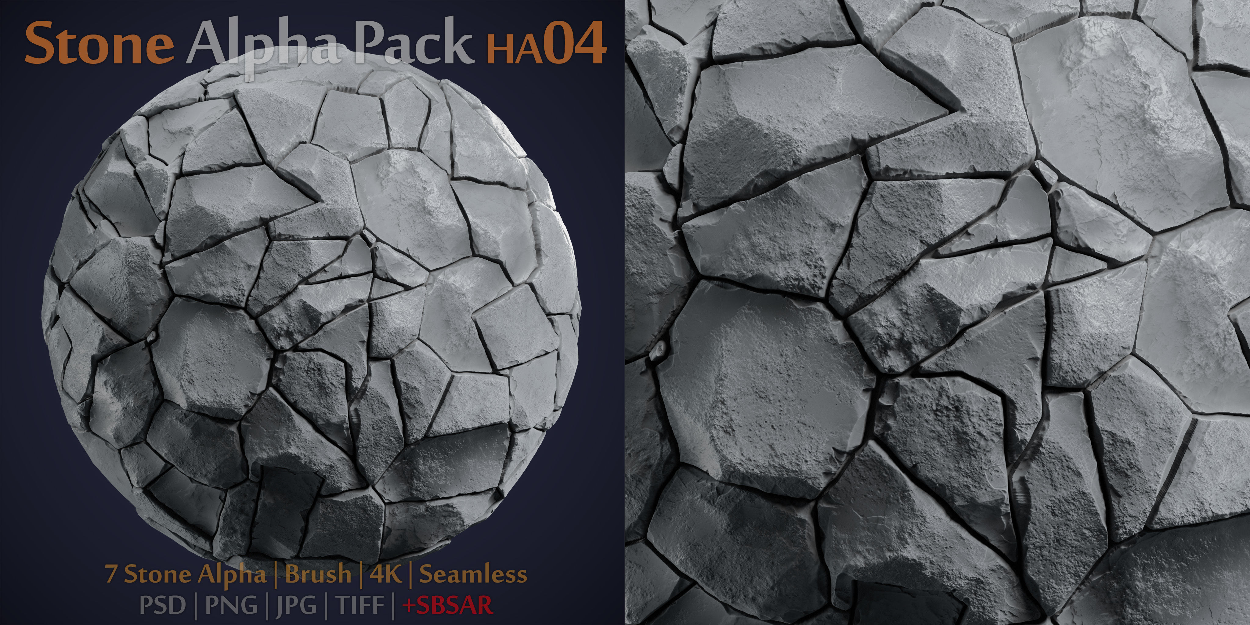 Stone and Tile Alpha Brush - HA04 - 4K - 16bit - SBSAR Texture_3