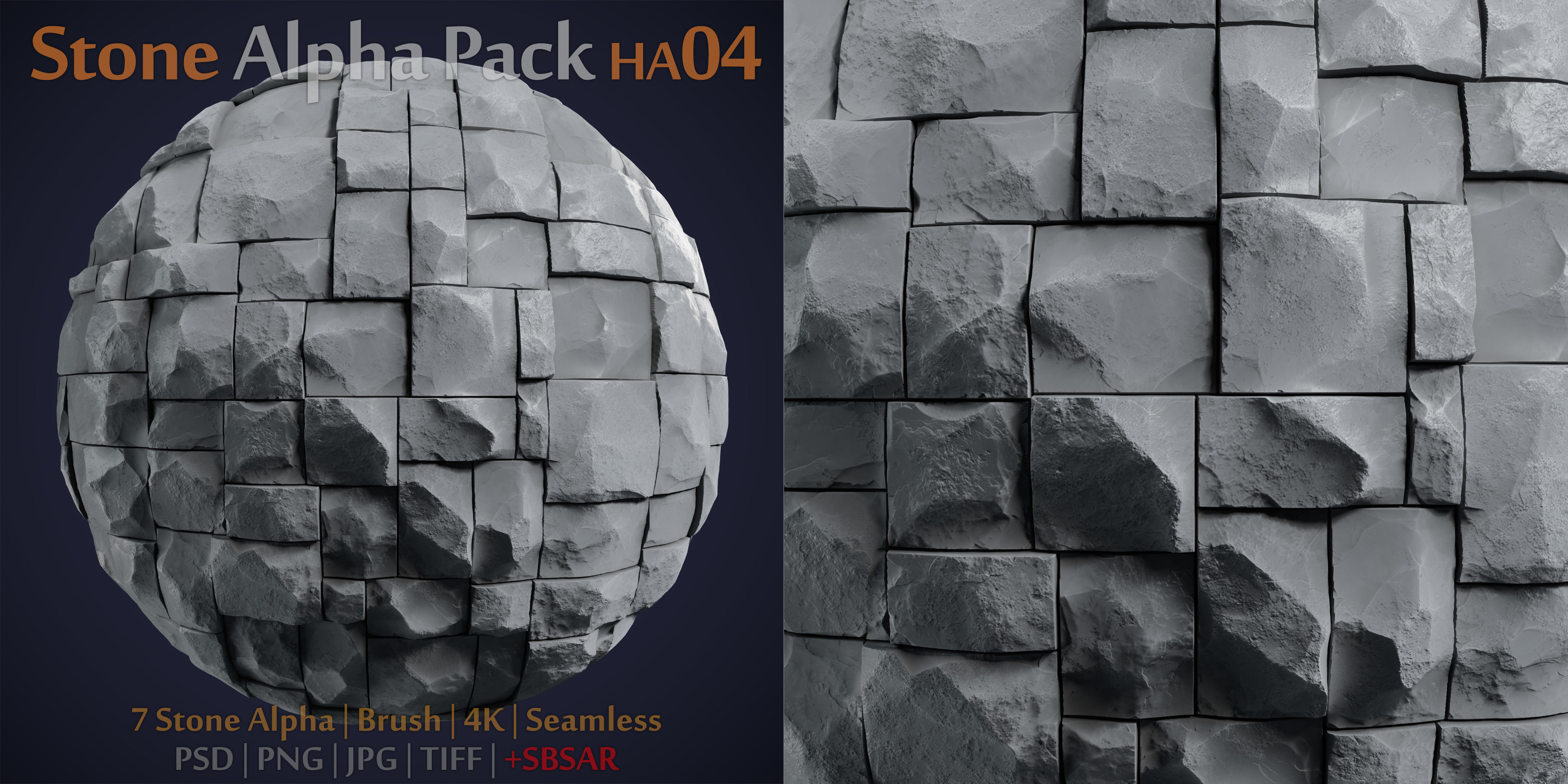 Stone and Tile Alpha Brush - HA04 - 4K - 16bit - SBSAR Texture_1