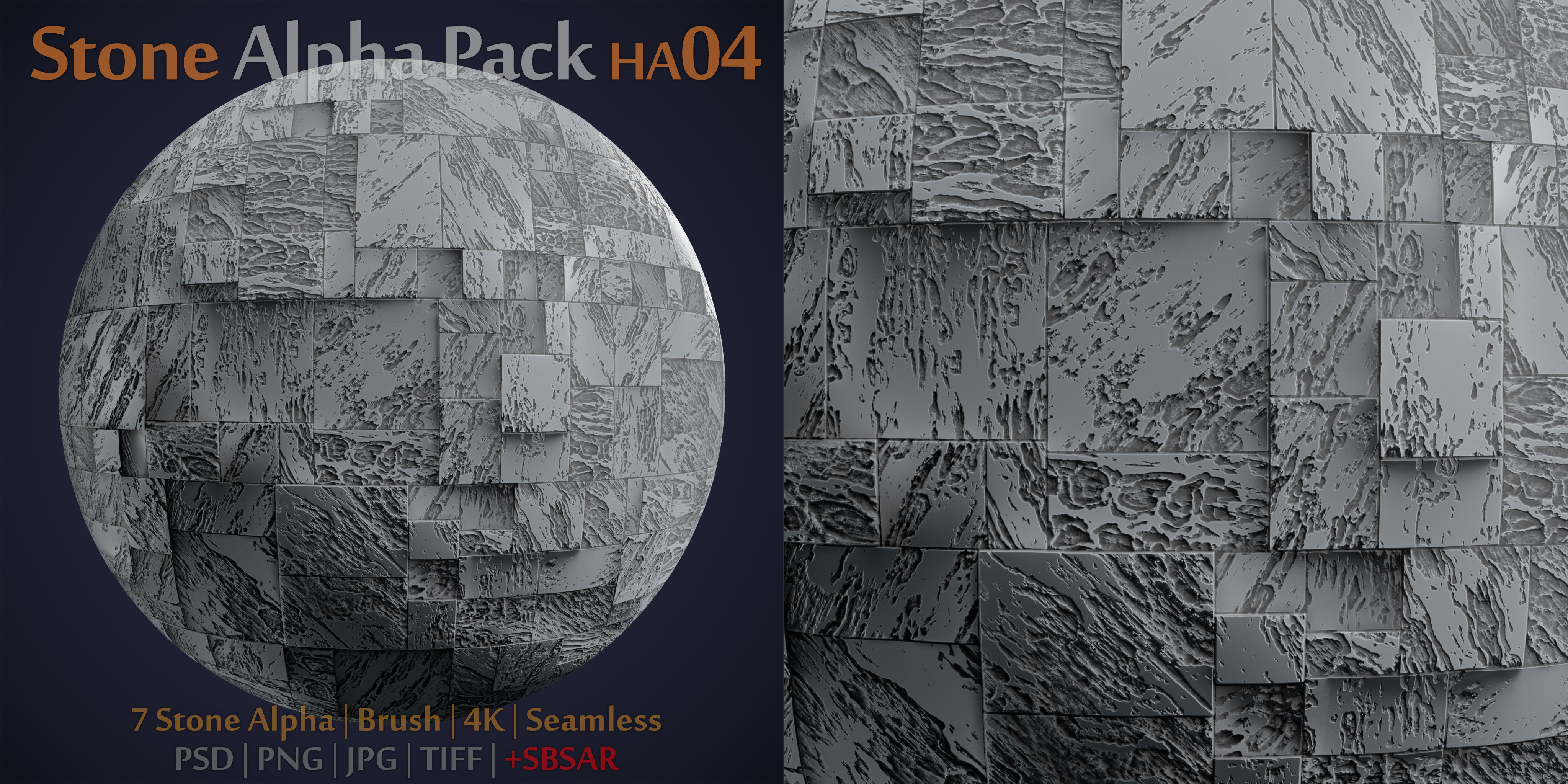 Stone and Tile Alpha Brush - HA04 - 4K - 16bit - SBSAR Texture_5