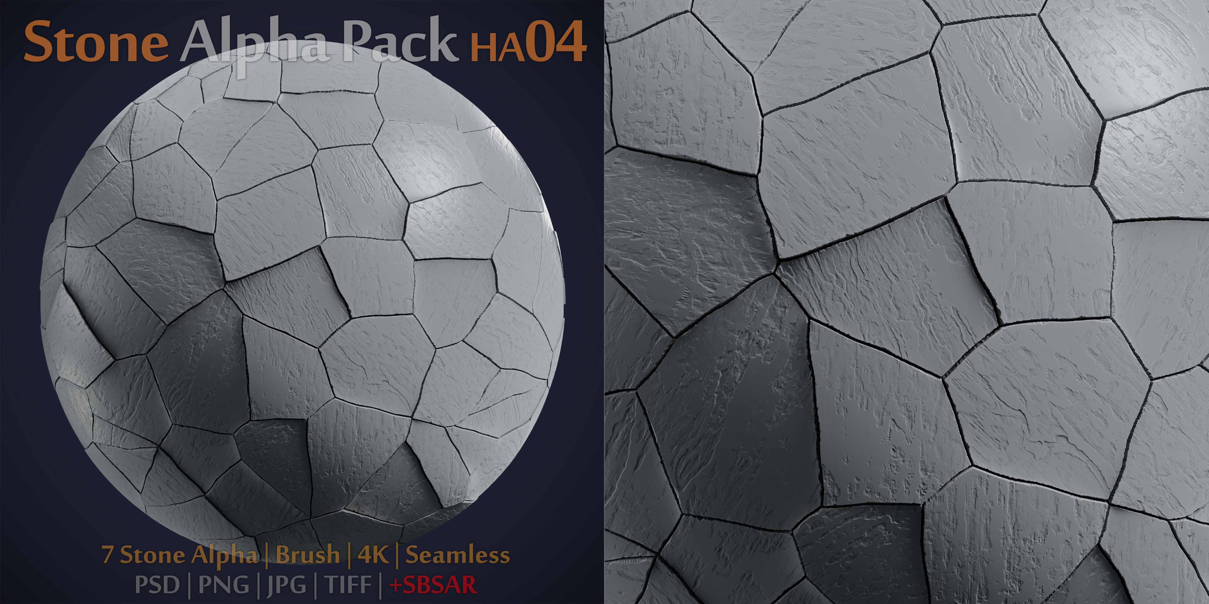 Stone and Tile Alpha Brush - HA04 - 4K - 16bit - SBSAR Texture_6